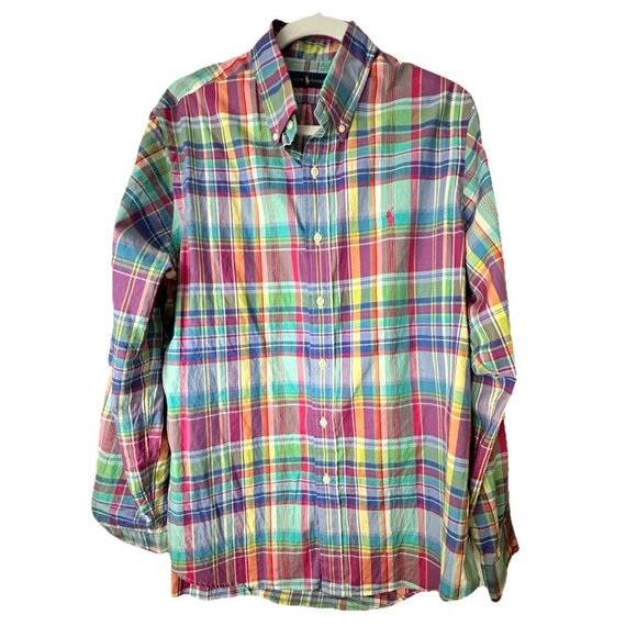 Ralph Lauren Polo Classic All-American Plaid Button-up Classic Fit Shirt Size L - Picture 1 of 5
